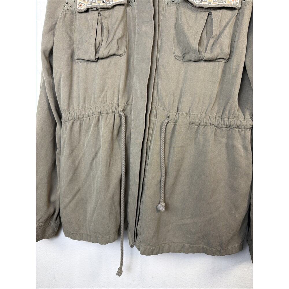 Miss Me Jacket Army Green Dune Drawcord Cotton Embroidered Fairy Grunge Large - Picture 4 of 13